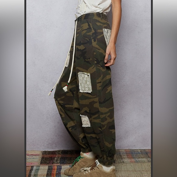 POL. 💚 Camouflage Cargo Patchwork Jogger Pants - Picture 3 of 6
